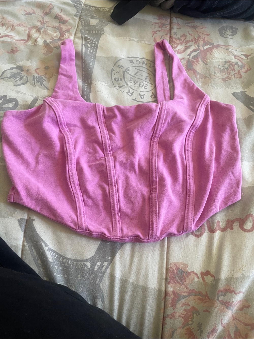 wild fable Bright Pink Corset-Style Crop Top